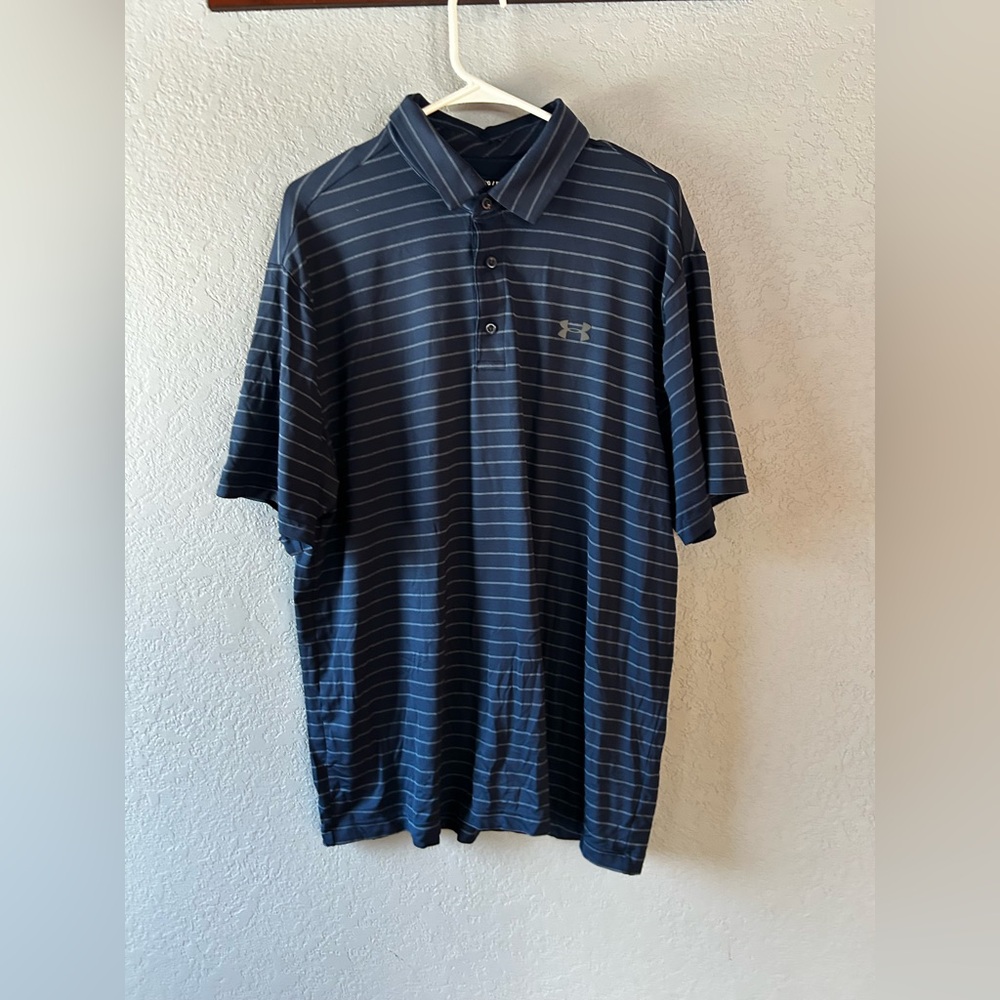 Under Armour Men's Dark Blue Striped Polo